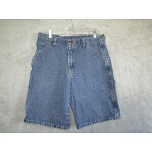 Old Mill Men’s Carpenter Jean Shorts Blue Denim Size 34 Made in Mexico 100% Cott
